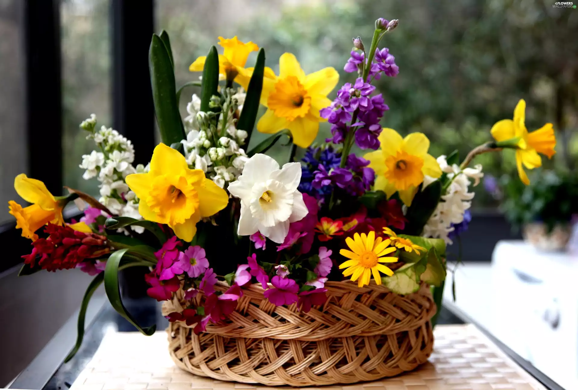 braided, pad, flowers, basket, bouquet