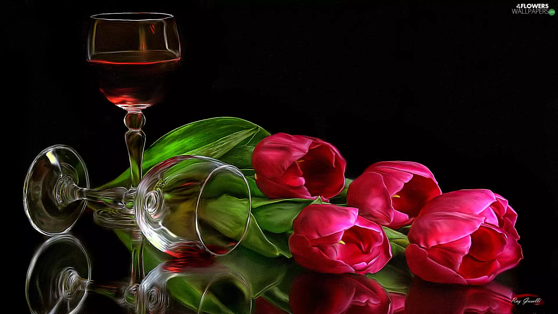 glasses, Tulips, Wine