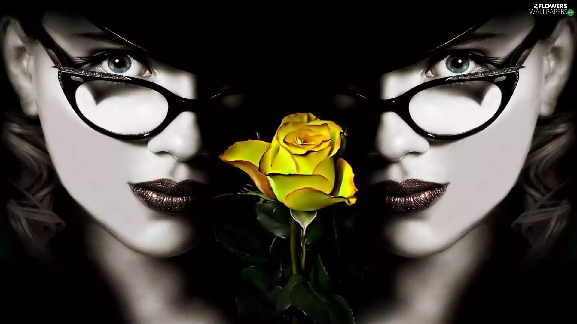 rose, Women, Glasses