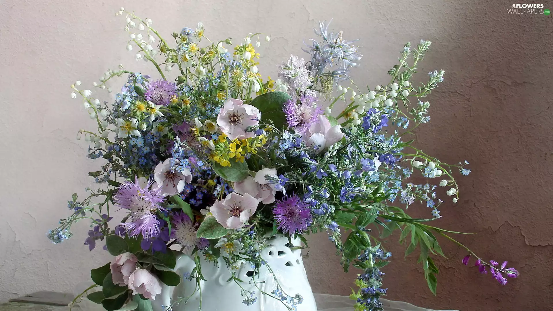 Flowers, bouquet, Vase, Wildflowers