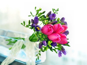 bouquet, Tulips, Freesias