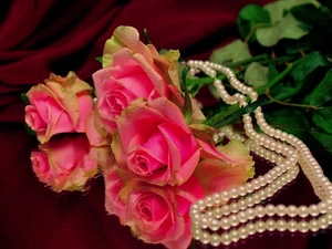 bouquet, rouge, chaplet, pink