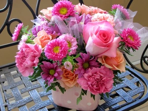 flowers, bouquet, pink