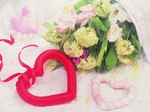 heart, bouquet, flowers