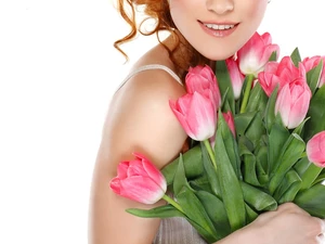Tulips, Women, Smile