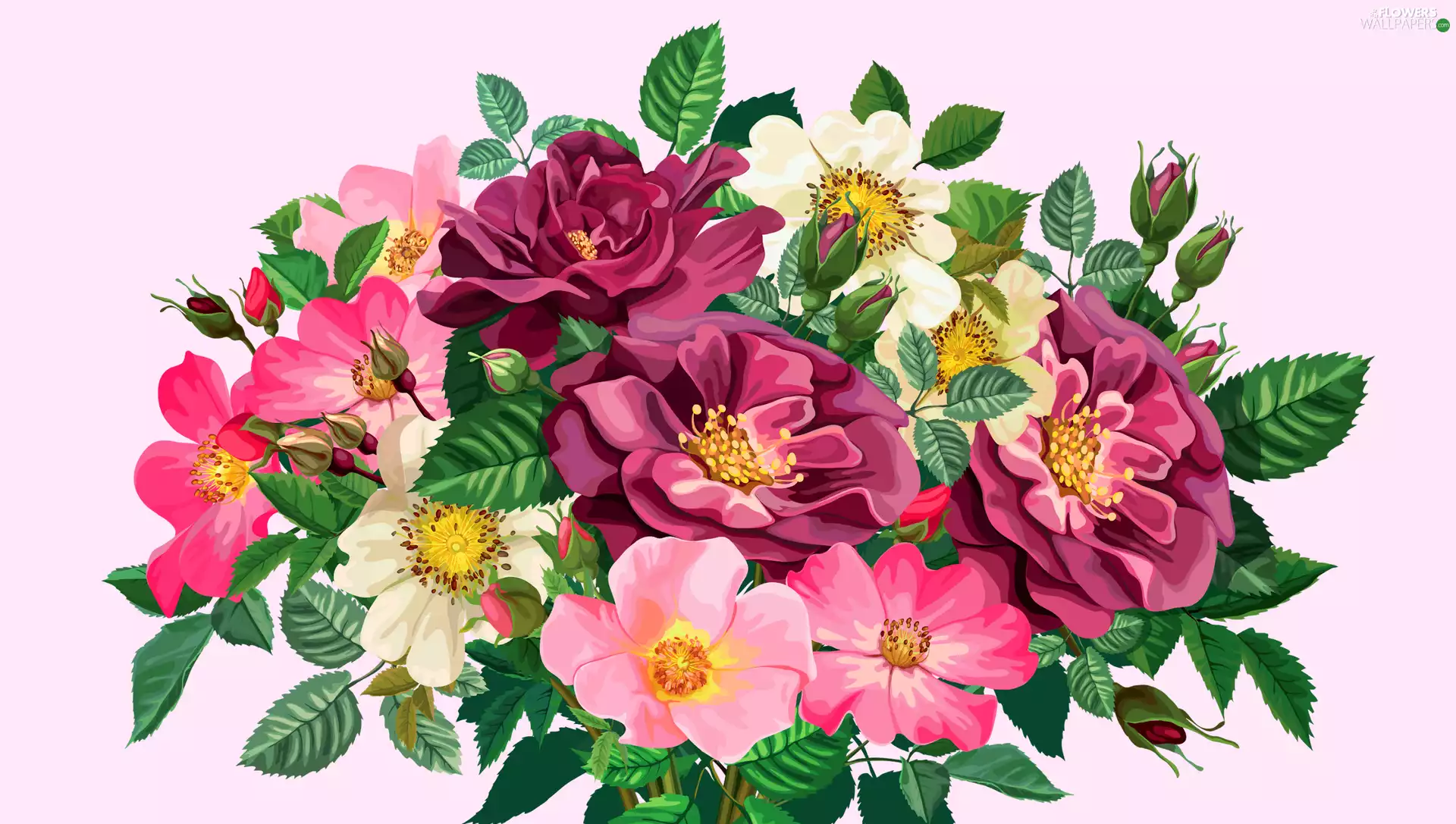 2D, bouquet, Flowers