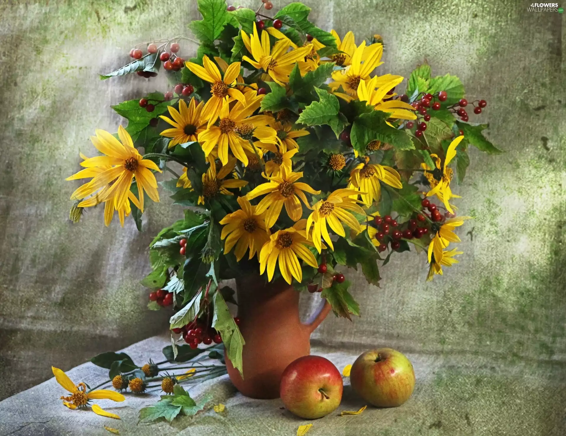 Apples, Flowers, bouquet