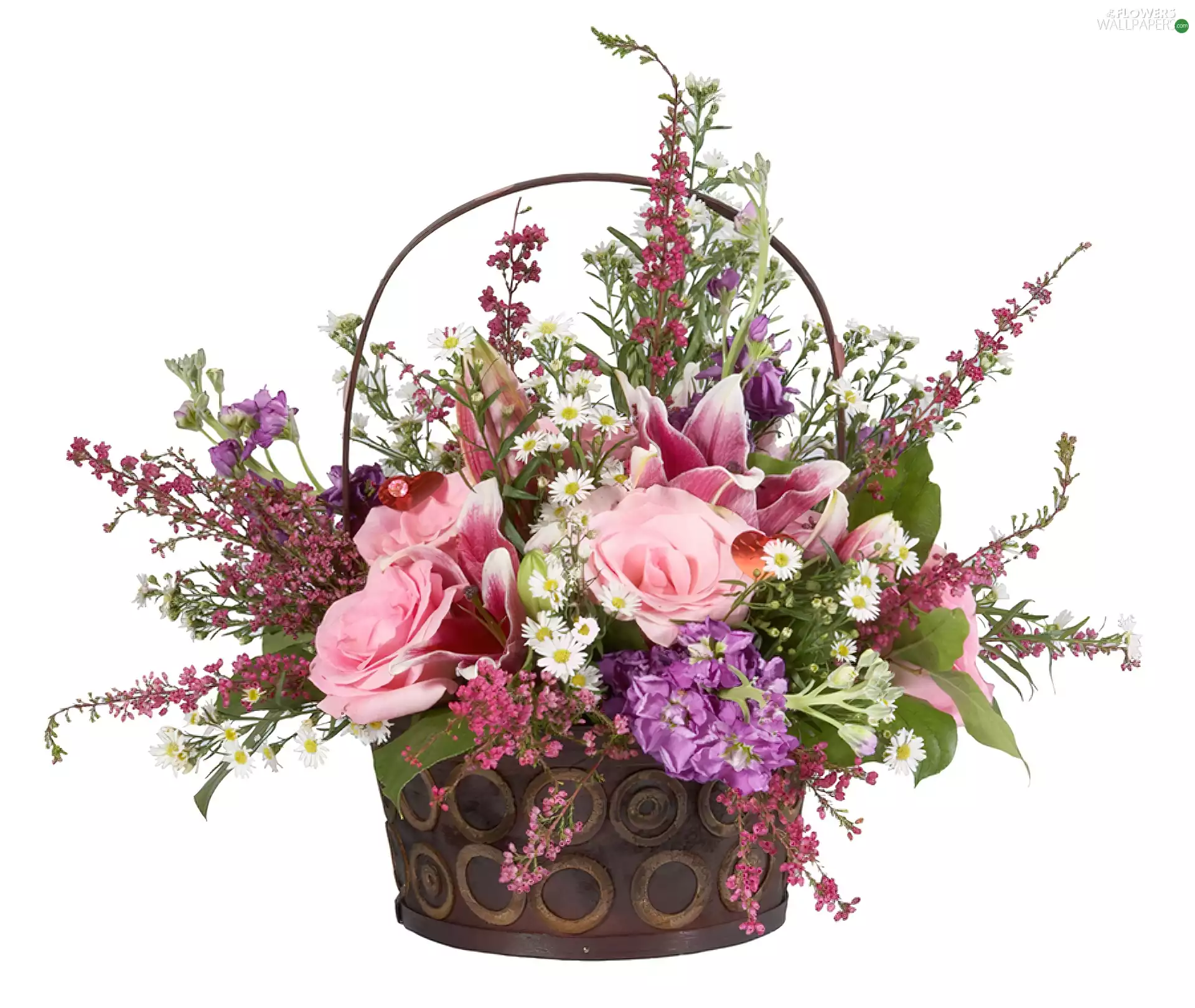 basket, flowers