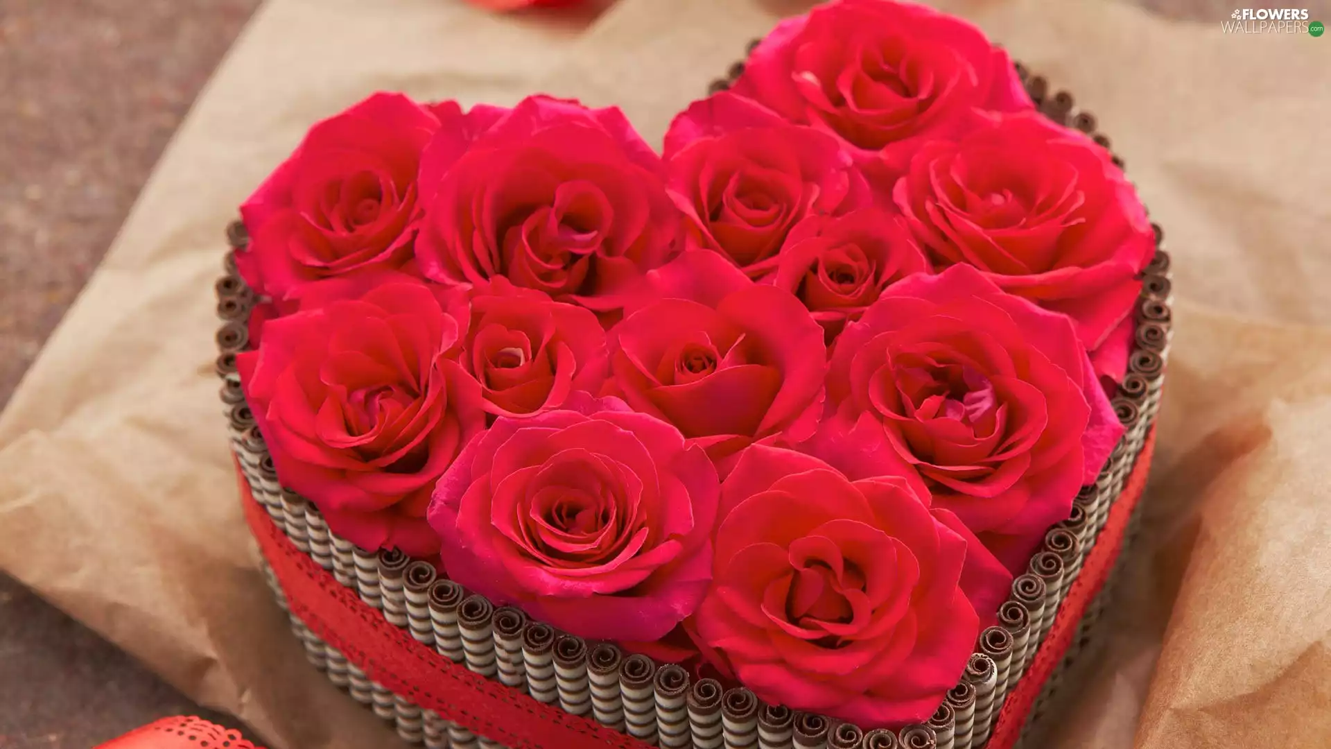 Red Roses, Heart, basket