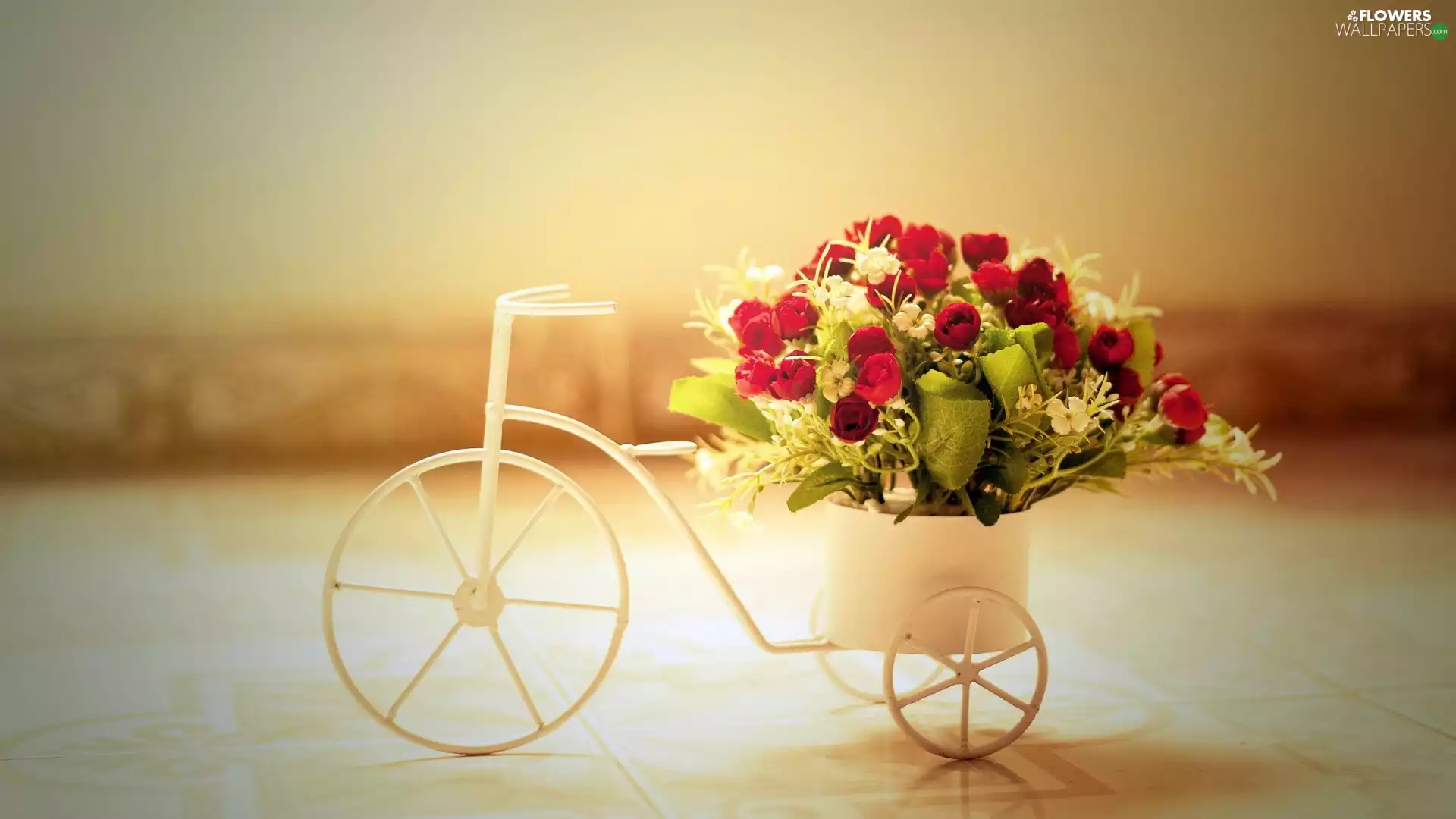 Bike, bouquet, roses