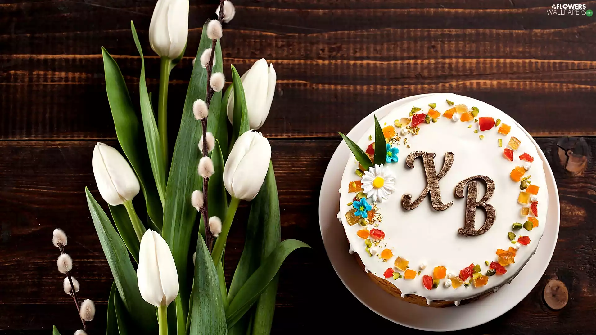 Tulips, cake, database, boarding, Twigs, glaze