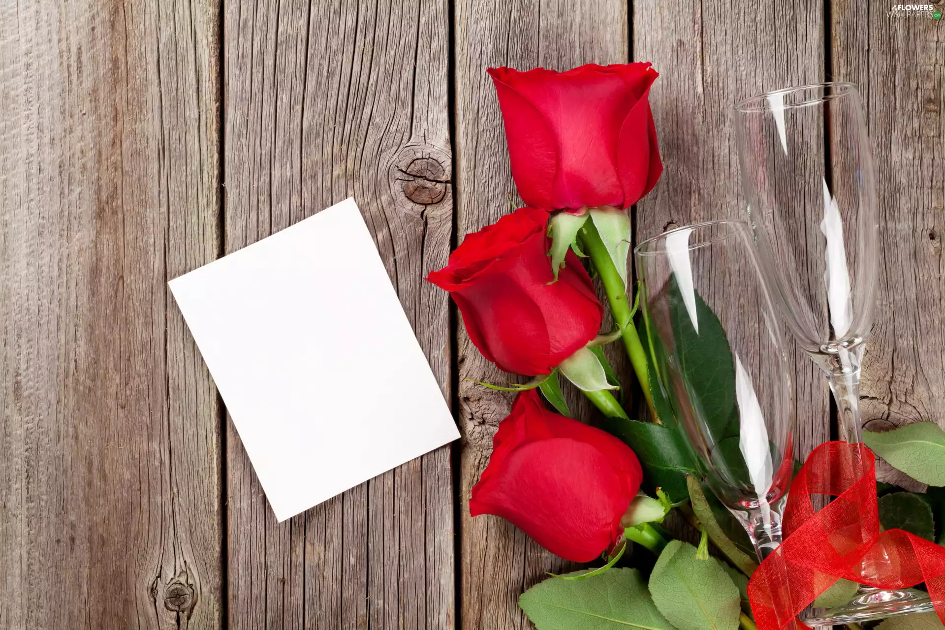 roses, Three, card, boarding, glasses, Red