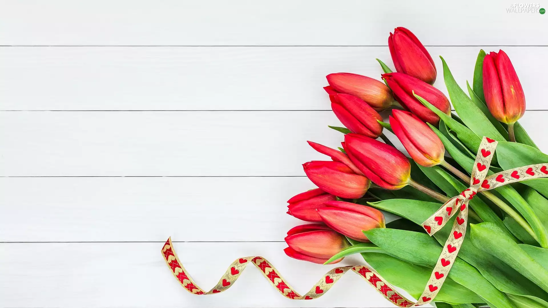 bouquet, boarding, Red, ribbon, Tulips
