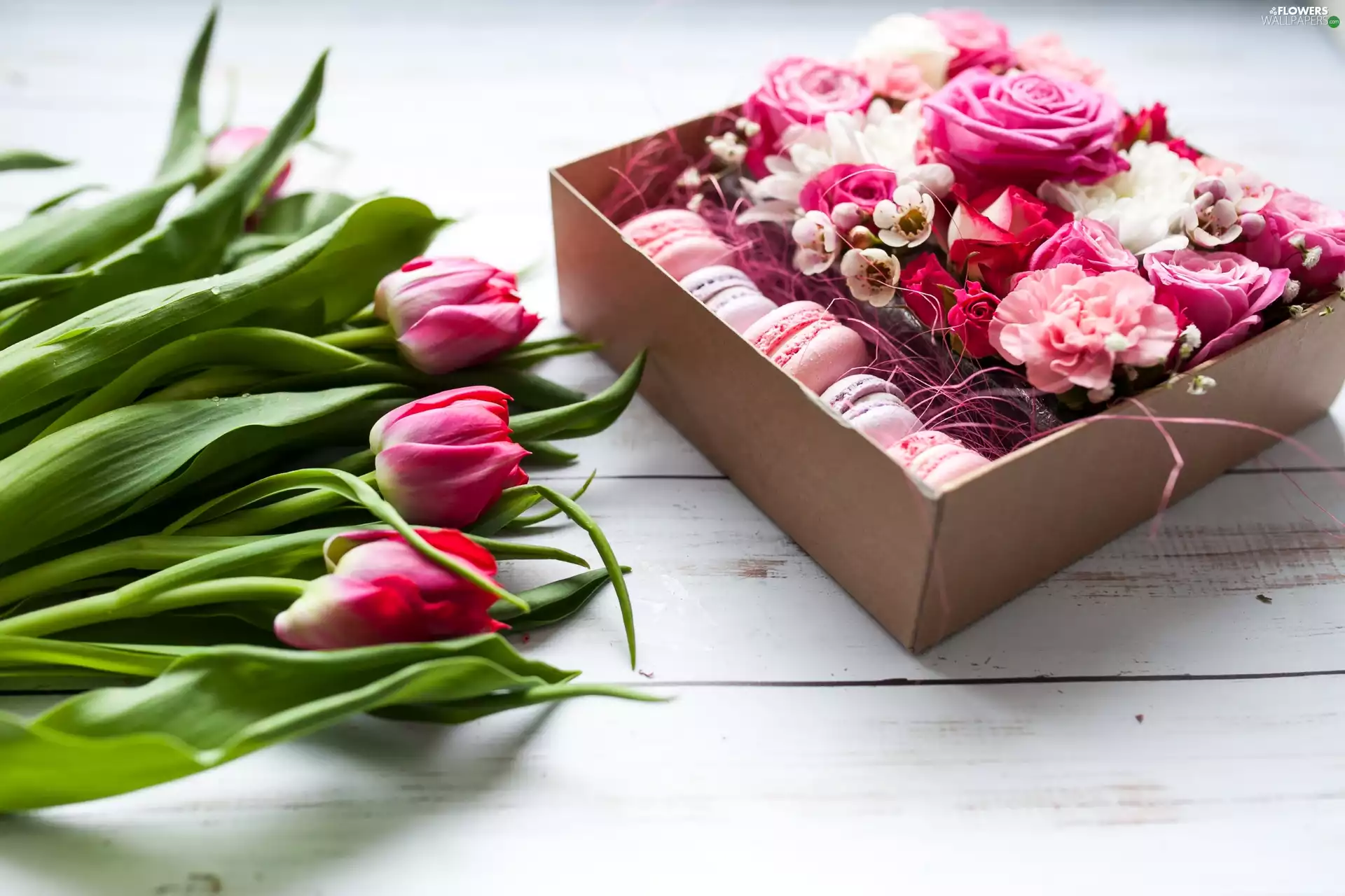 roses, Flowers, Cookies, boarding, Box, Tulips