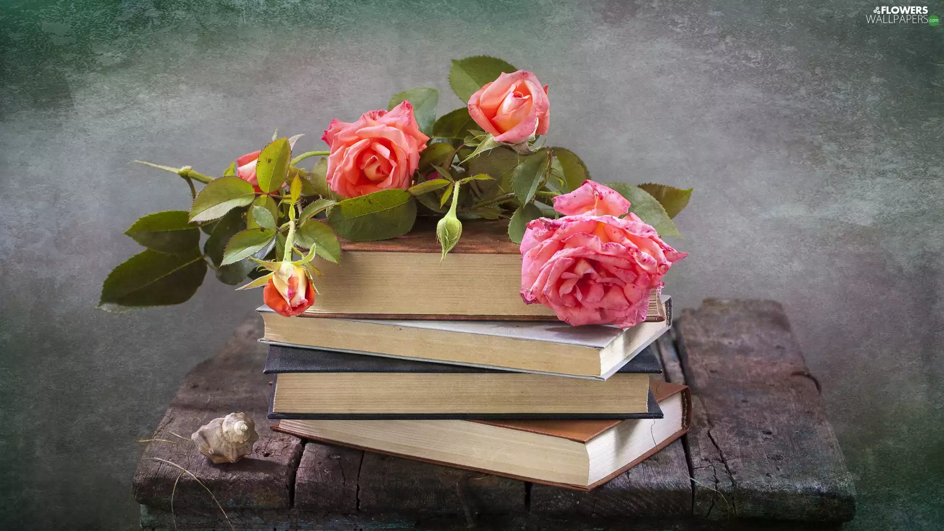 Books, roses