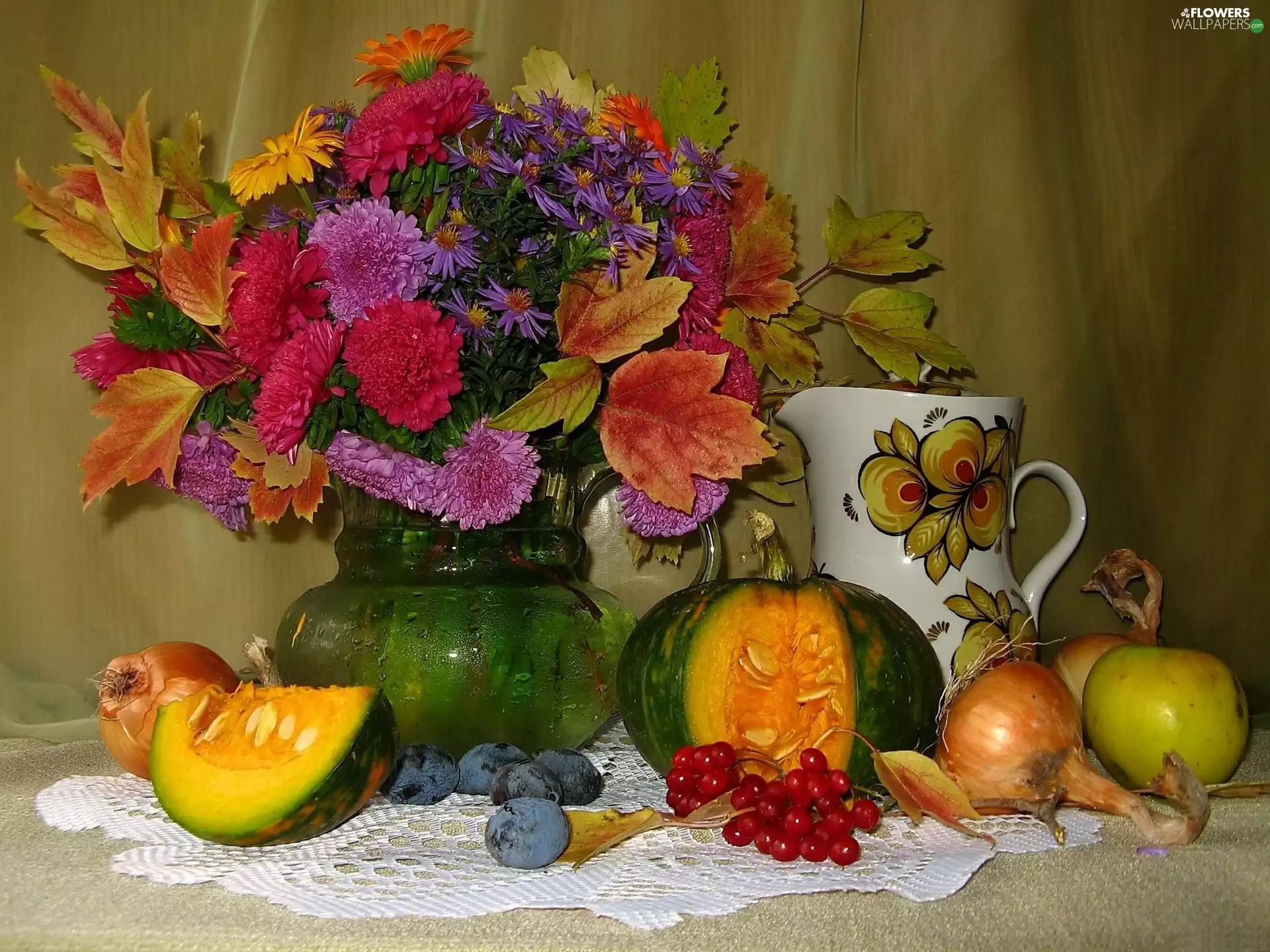 Autumn, Fruits, vegetables, bouquet