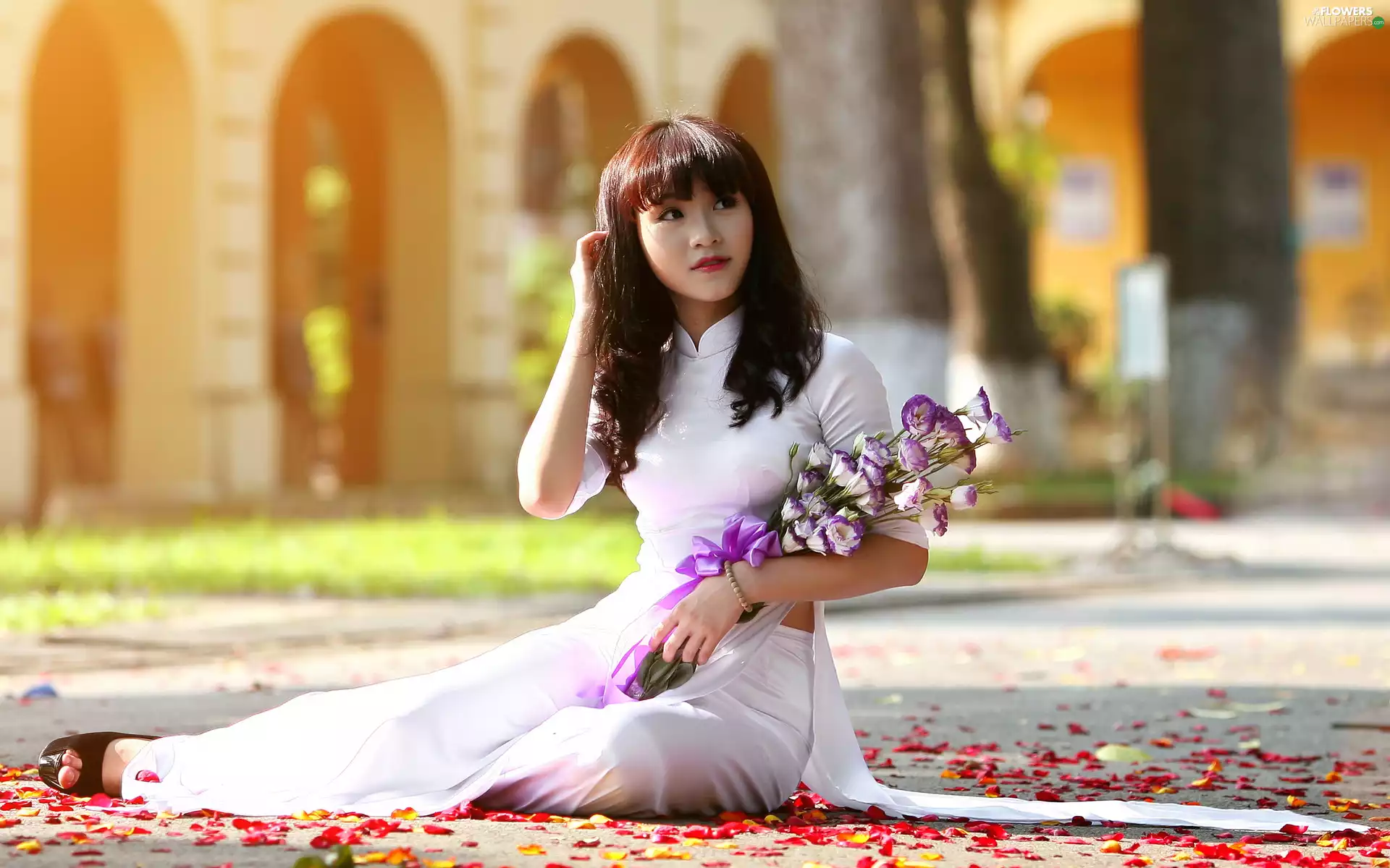 brunette, Eustoma, flakes, bouquet
