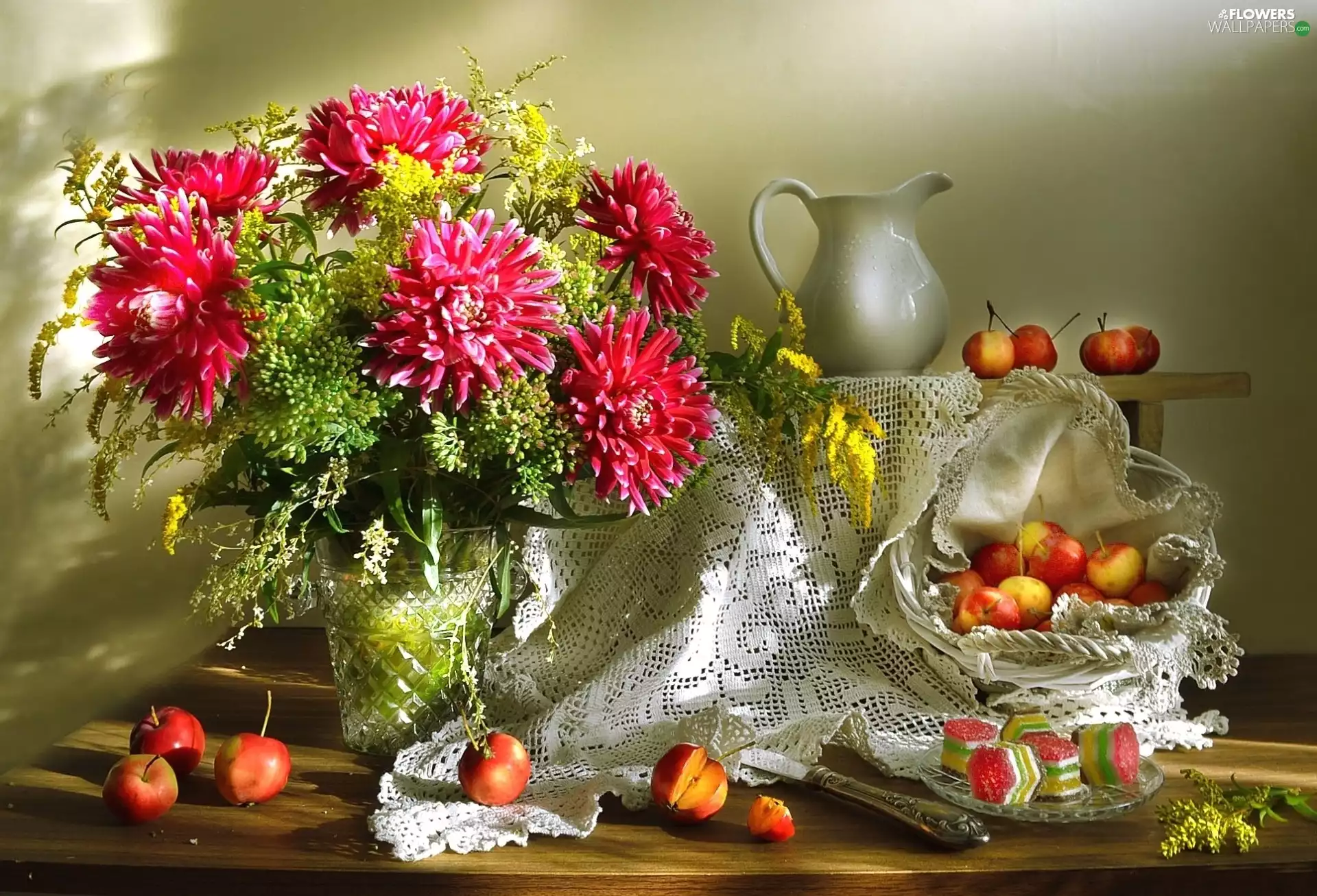 Flowers, Dalia, Fruits, bouquet