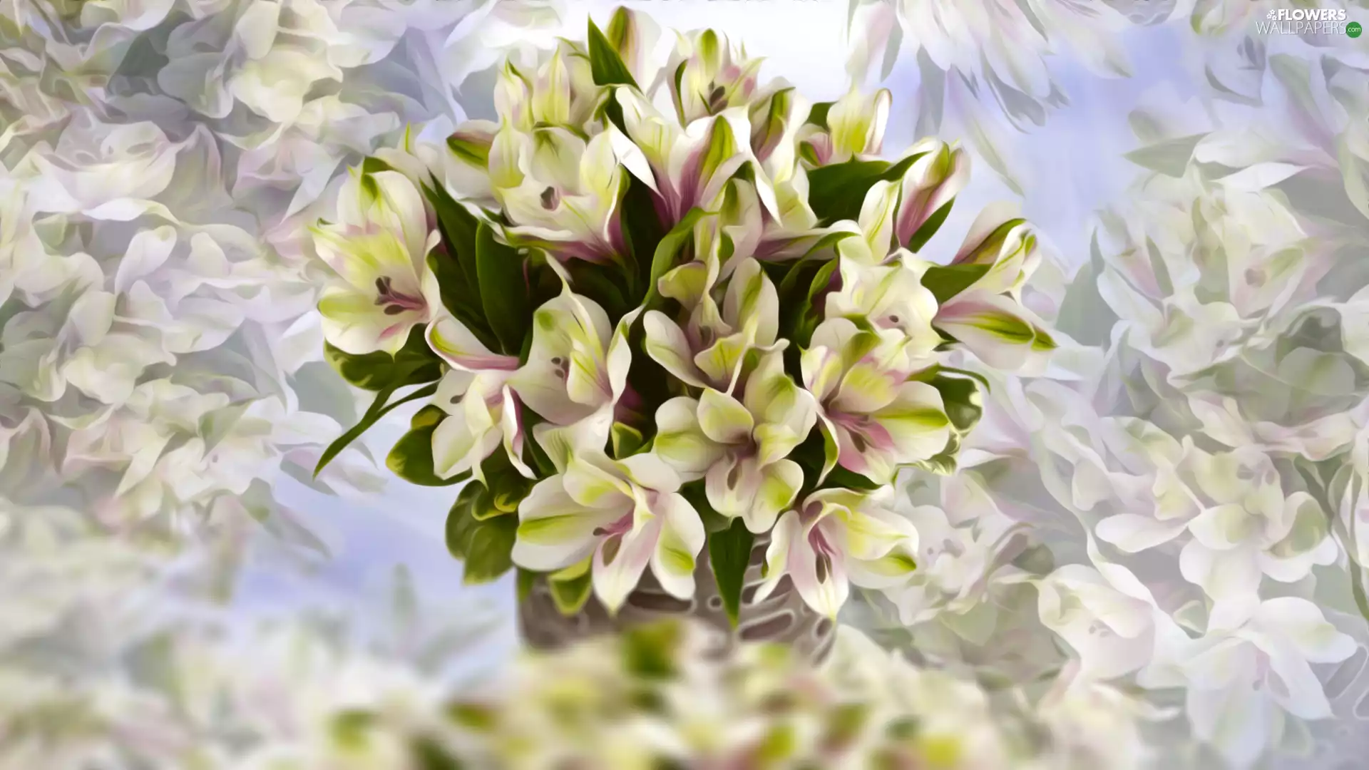 Flowers, Alstroemeria, graphics, bouquet