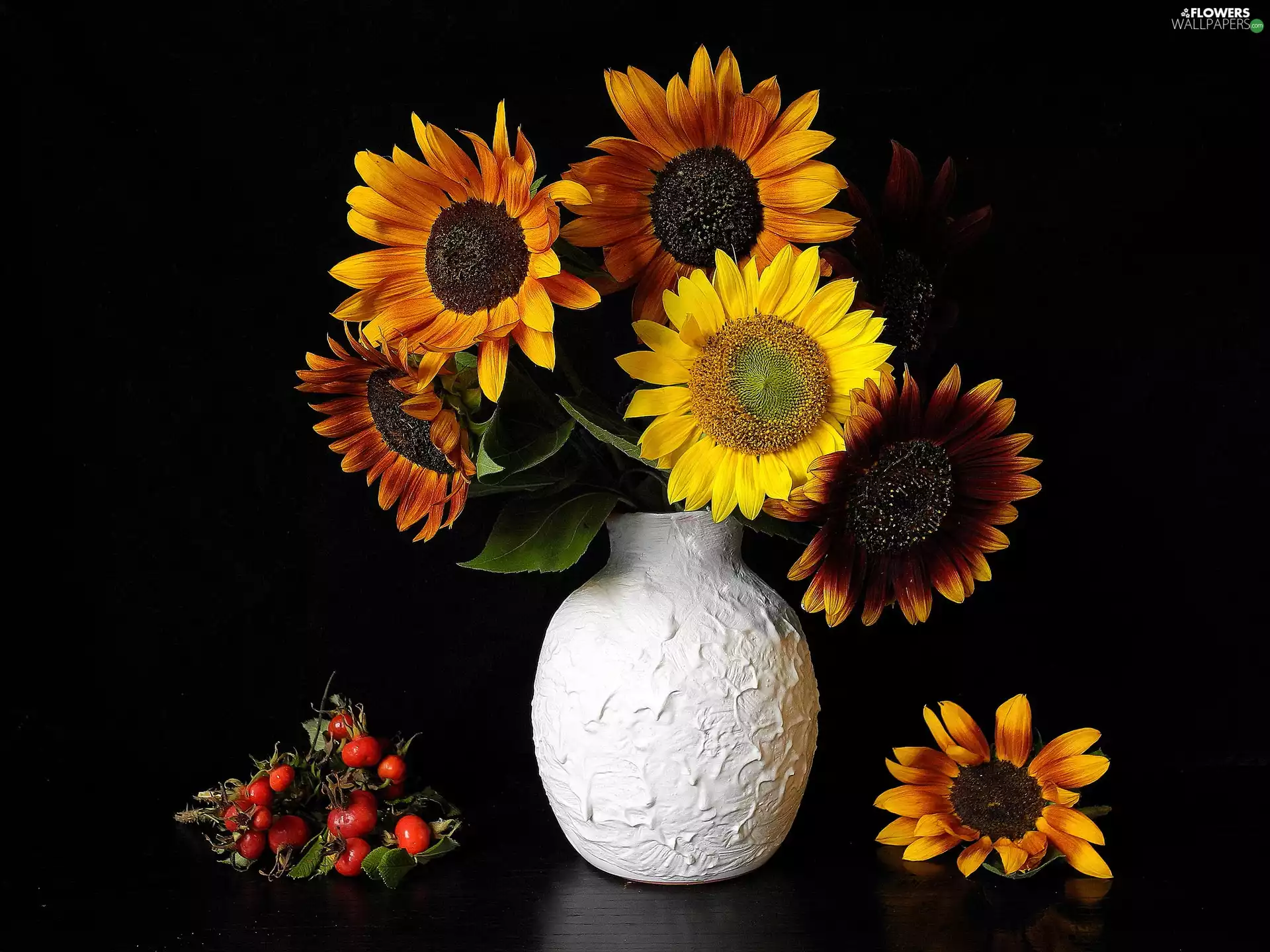 Flowers, Sunflower, Vase, bouquet