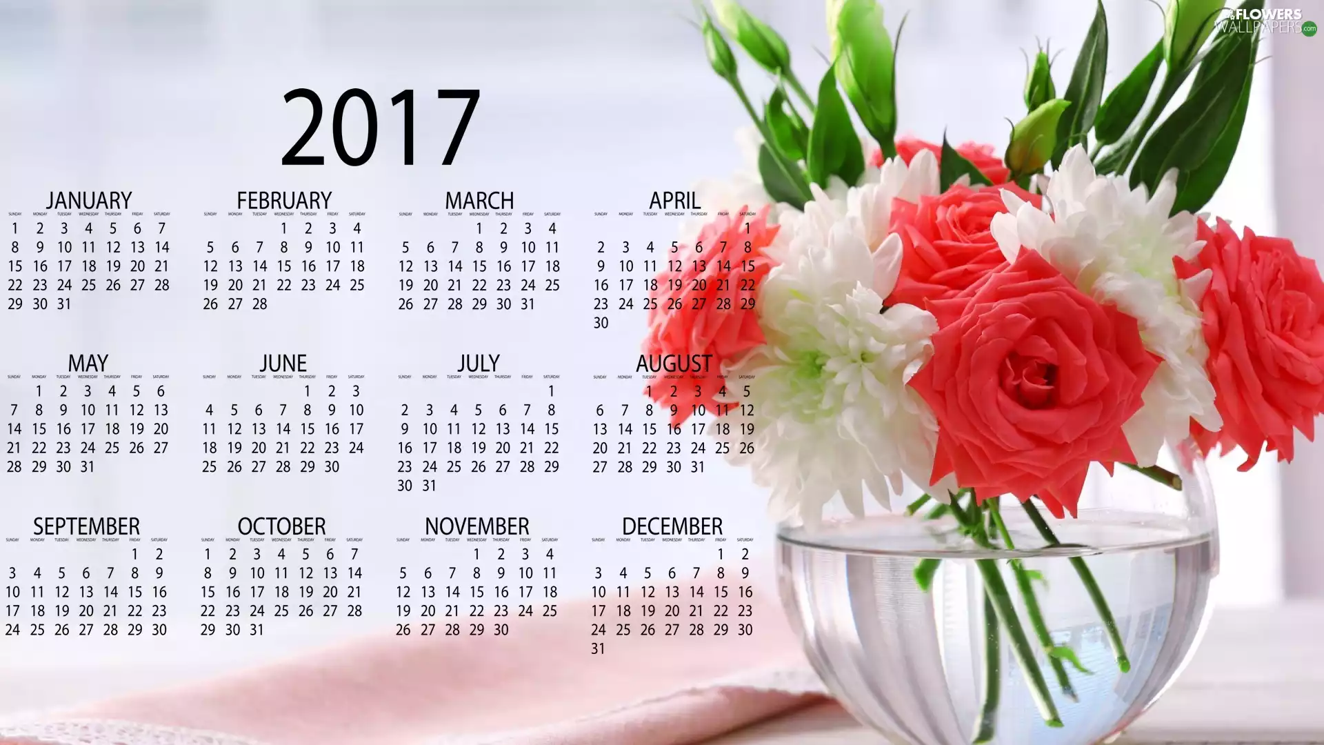 2017, Bouquet of Flowers, Calendar