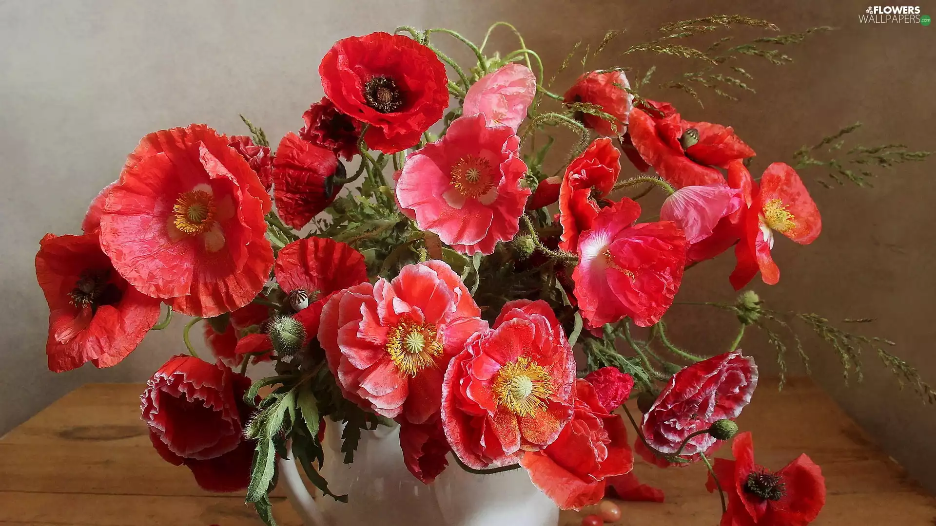 bouquet, Red, papavers