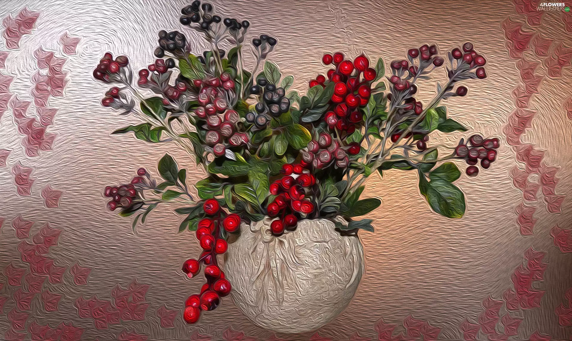 Plants, vase, graphics, bouquet