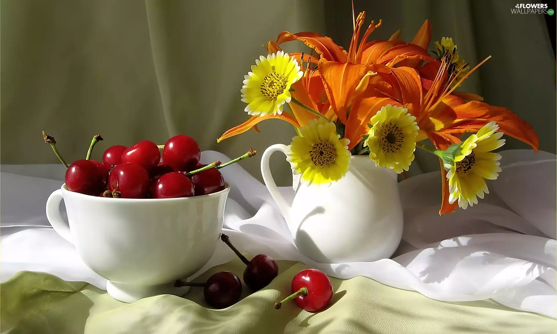 cherries, color, small bunch