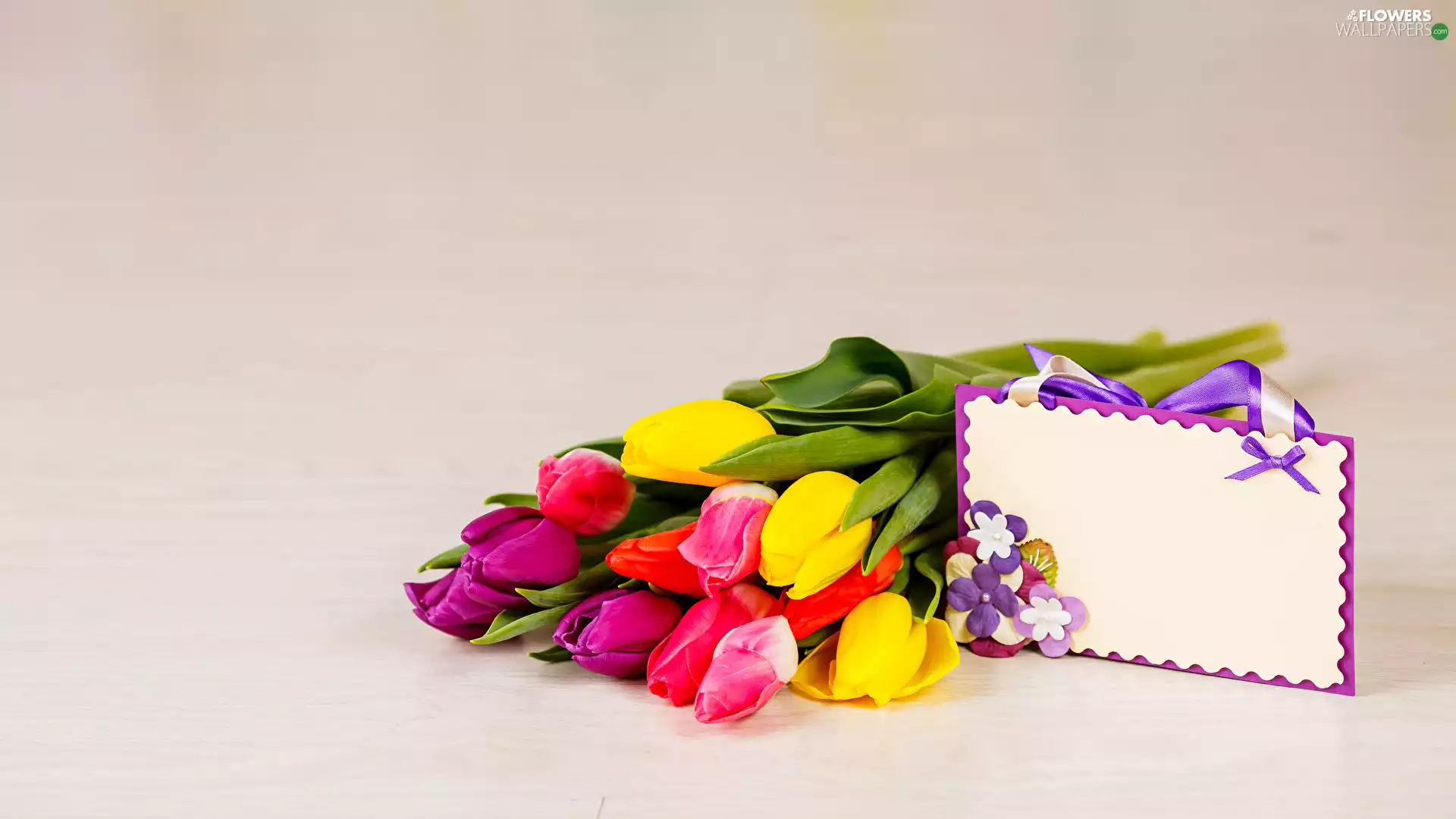 fancy, card, color, Tulips, bouquet