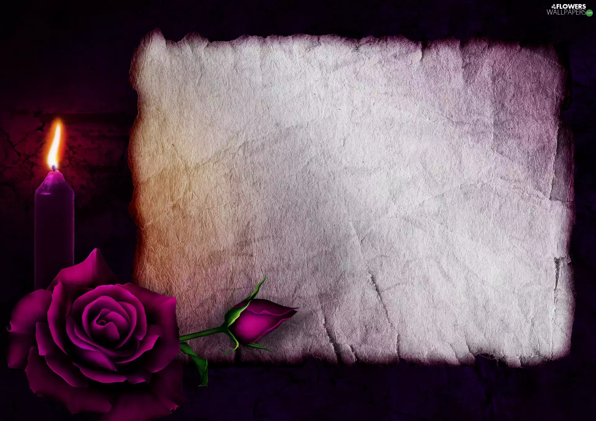 candle, Colourfull Flowers, card, 2D, paper, rose