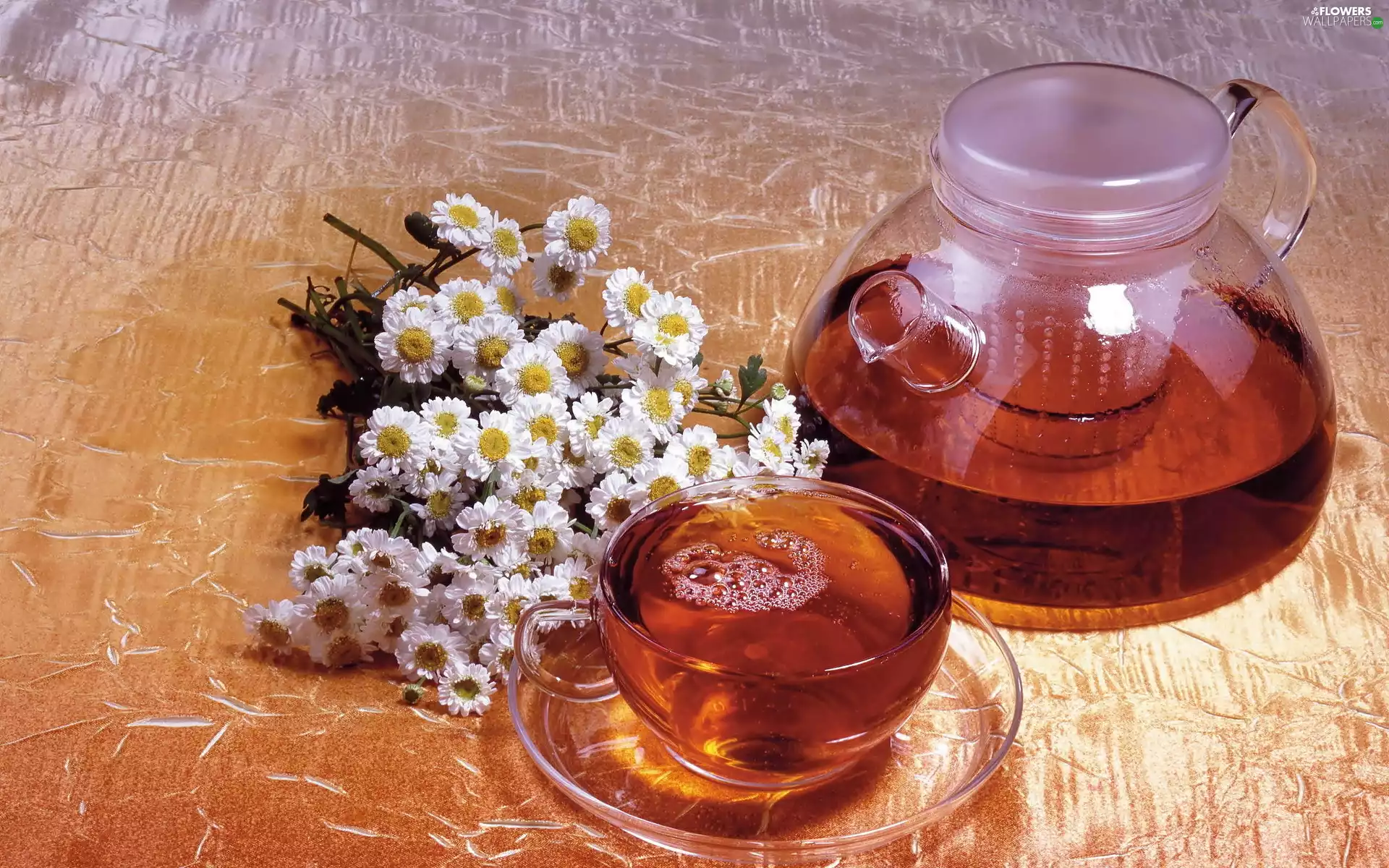 tea, chamomile, saucer, jug, cup