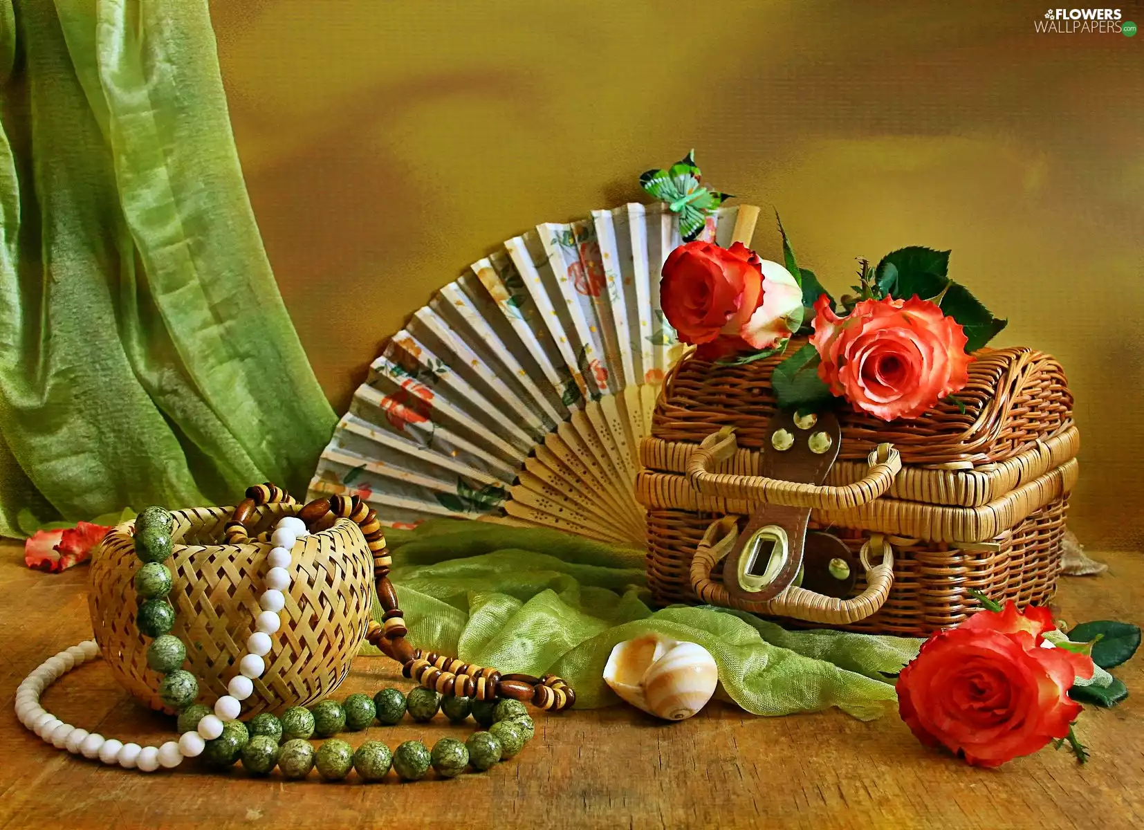 roses, Fan, composition, chaplet