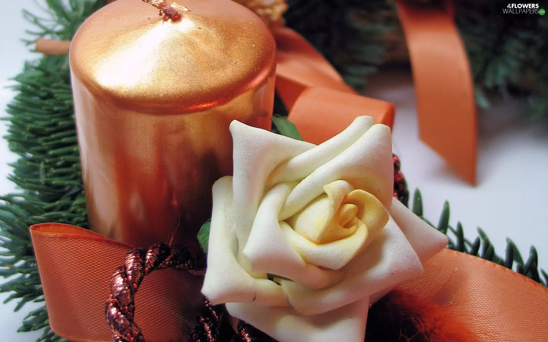 decoration, rose, candle, Christmas