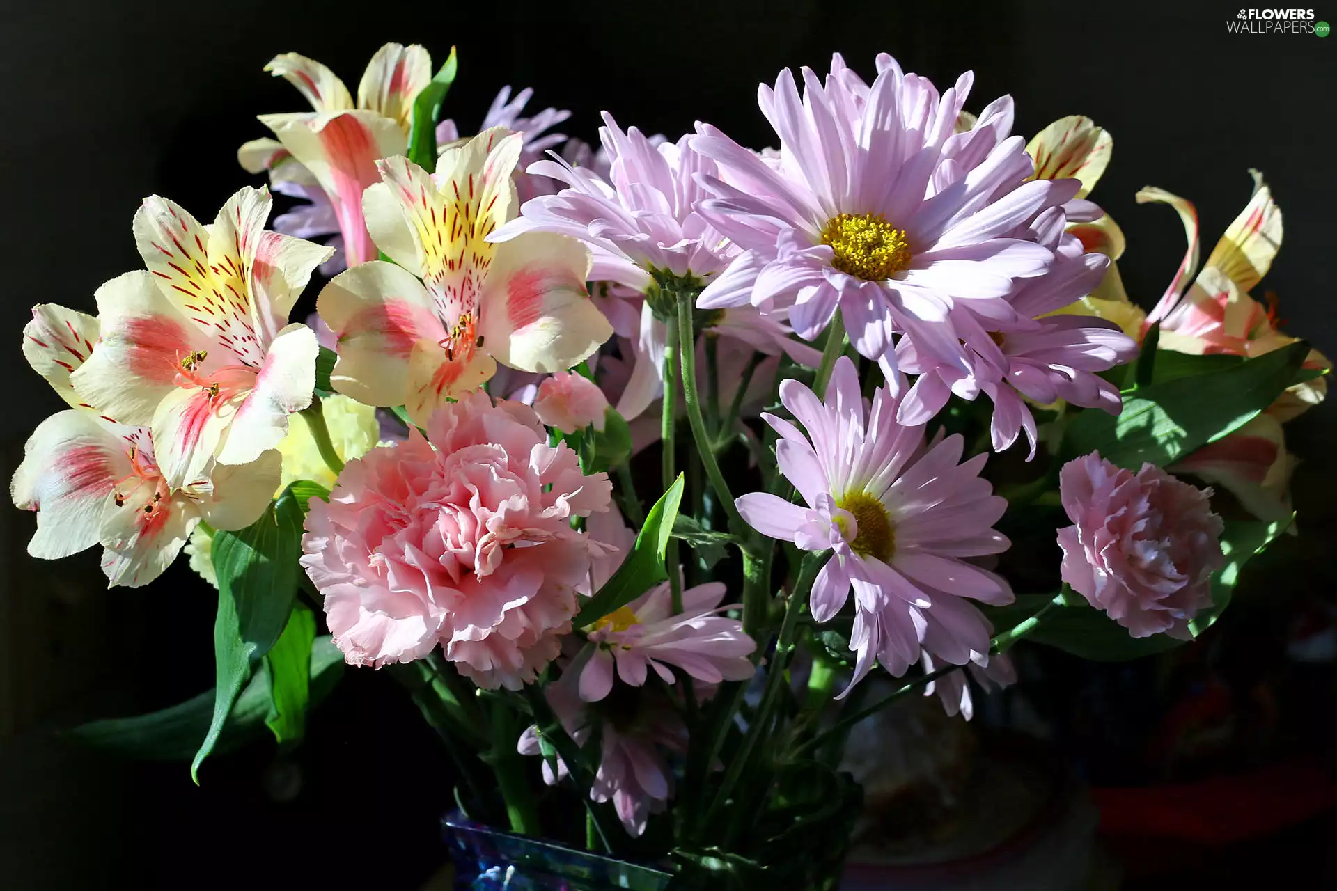 Alstroemeria, Chrysanthemums, Flowers, pink, bouquet