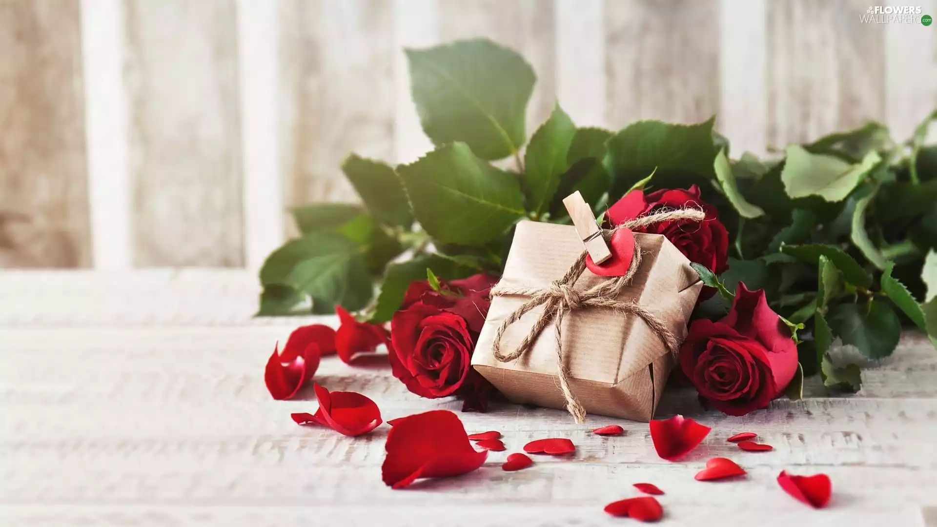 Present, clip, roses, flakes, Red