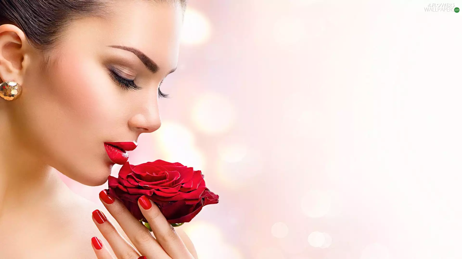 make-up, Women, clip, rose, Manicure, profile