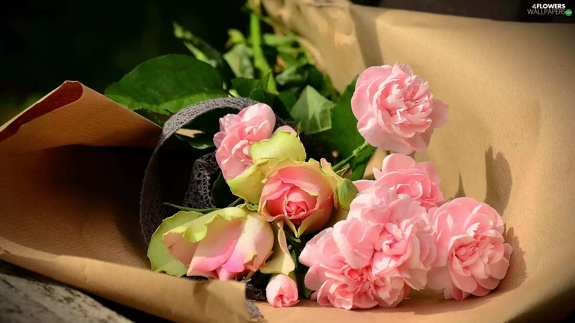 roses, paper, bouquet, cloves