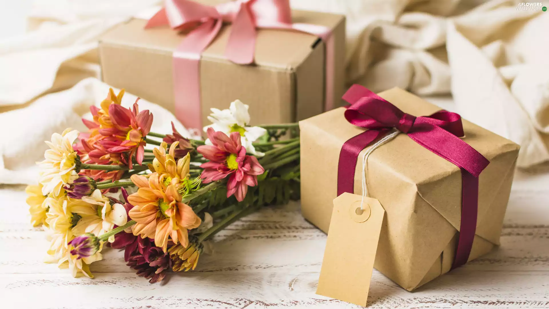 Flowers, Chrysanthemums, gifts, color