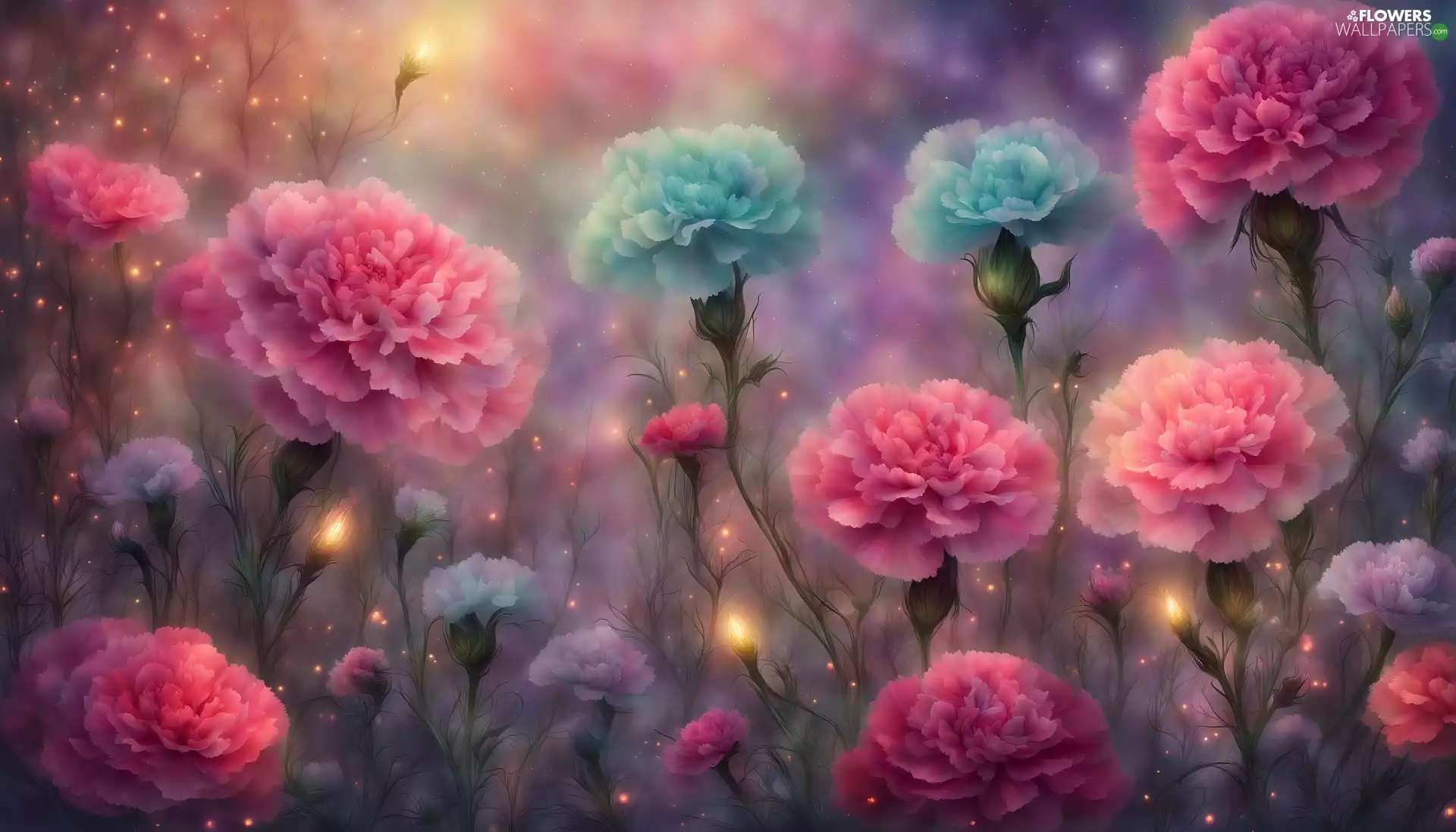 illuminated, cloves, background, color