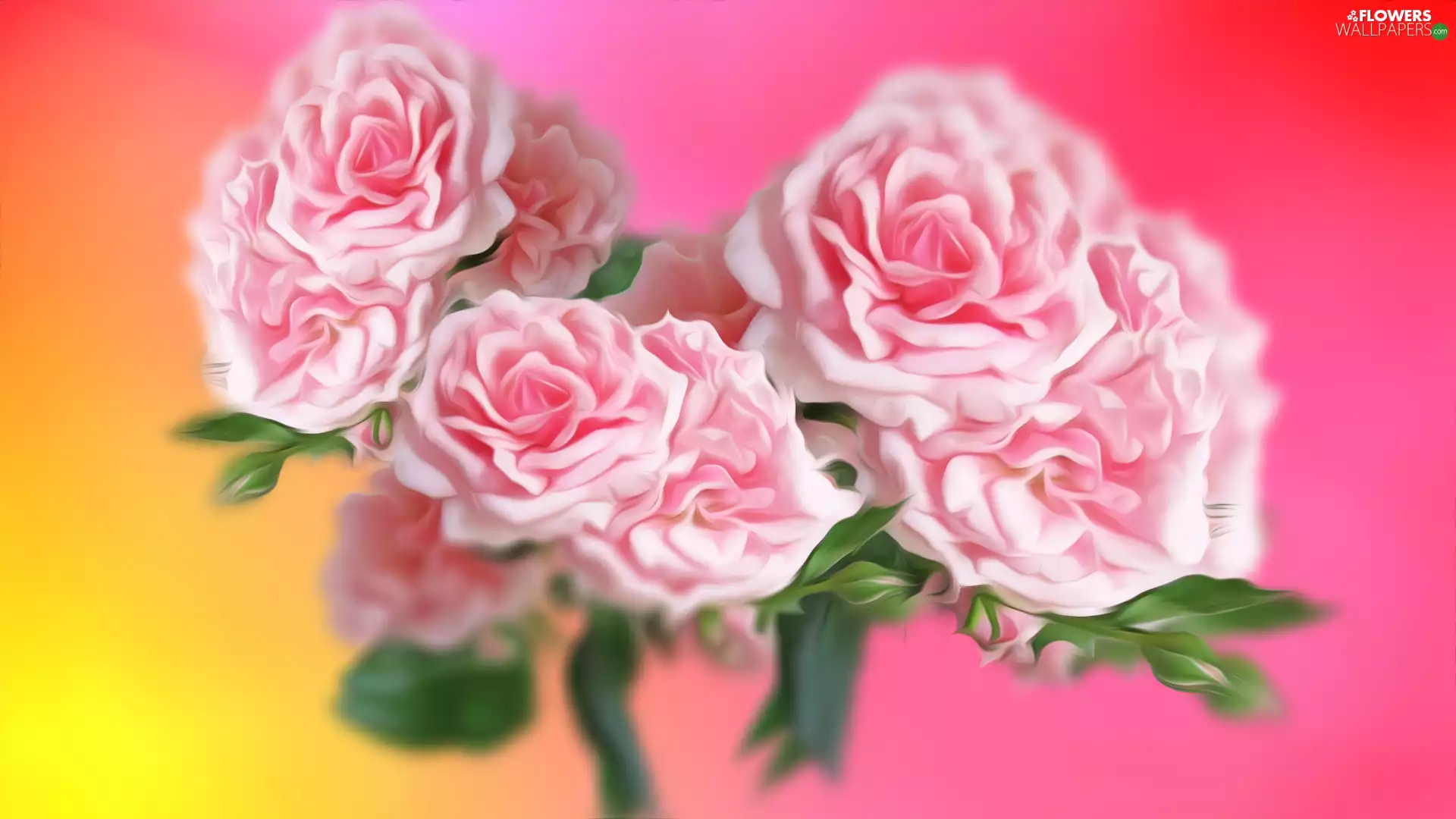 Flowers, Colorful Background, graphics, roses