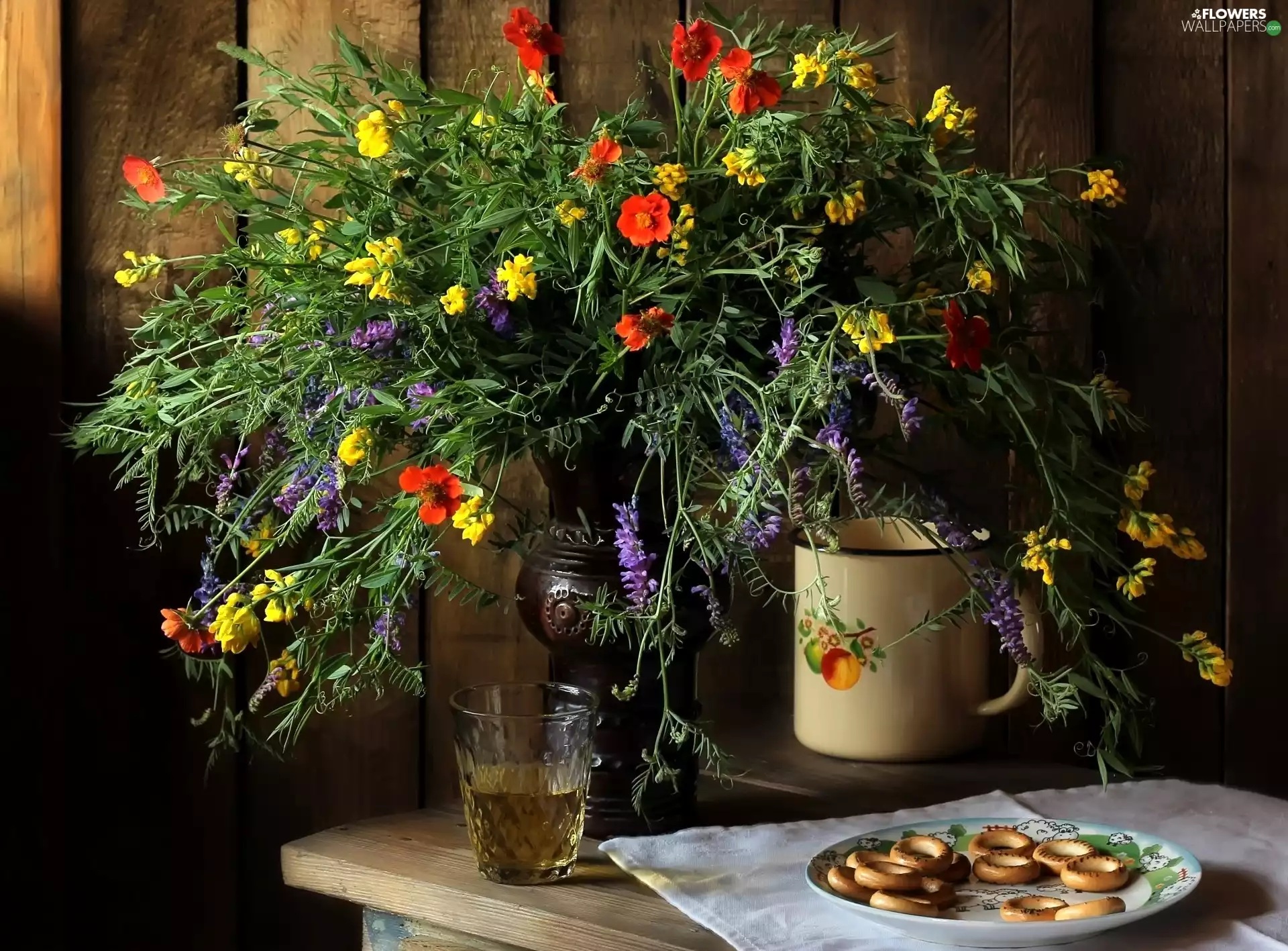 flowers, composition, bouquet, wild, color