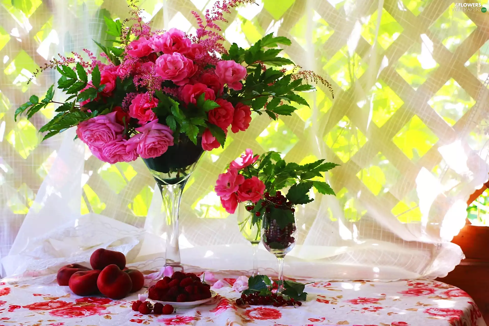veranda, composition, flowers, Peonies, Bouquets