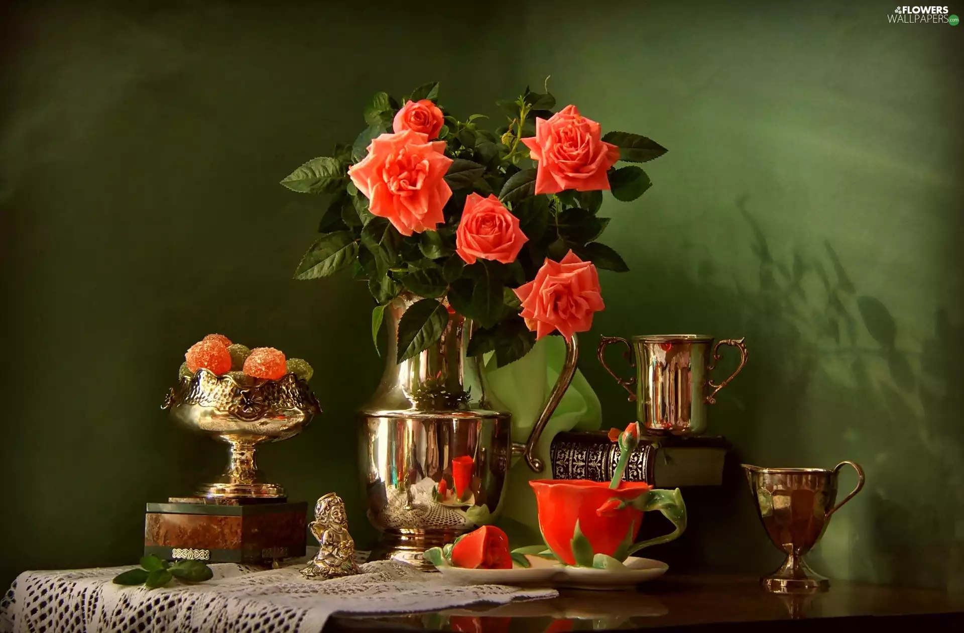 roses, composition, still life, Vase