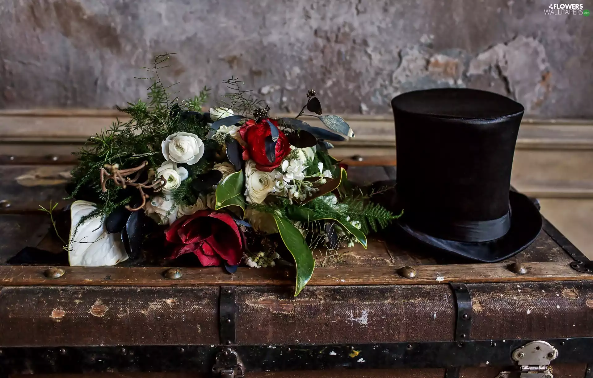 box, cylinder, flowers, Old, bouquet