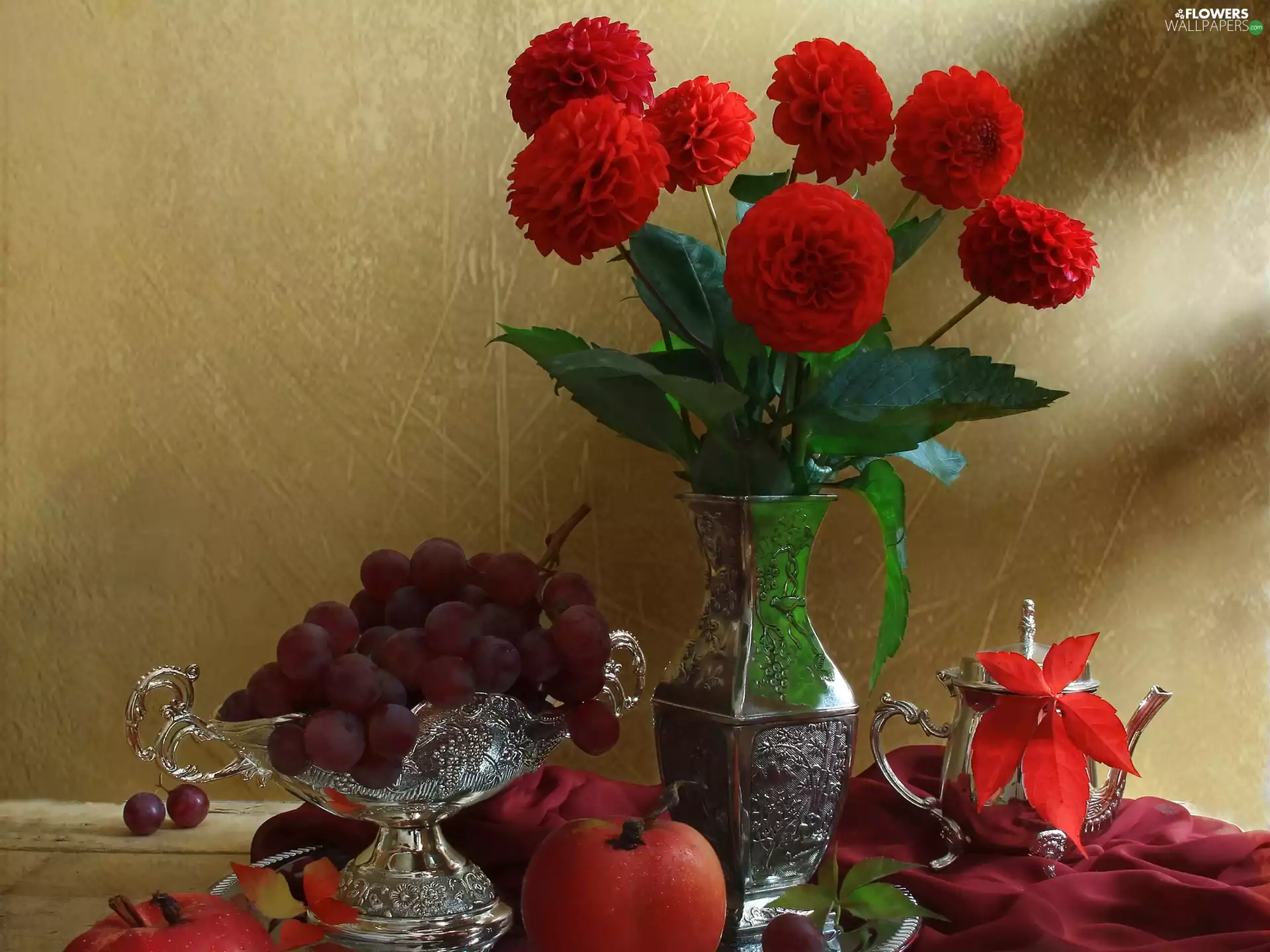 dahlias, Fruits, service, Red, Toyota Silver