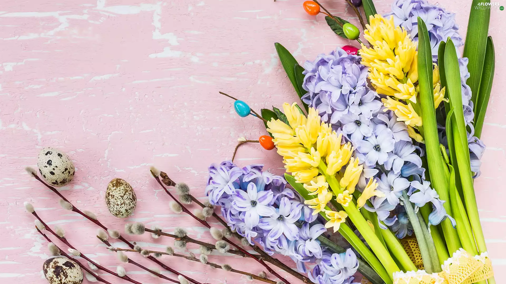 Hyacinths, eggs, Easter, database