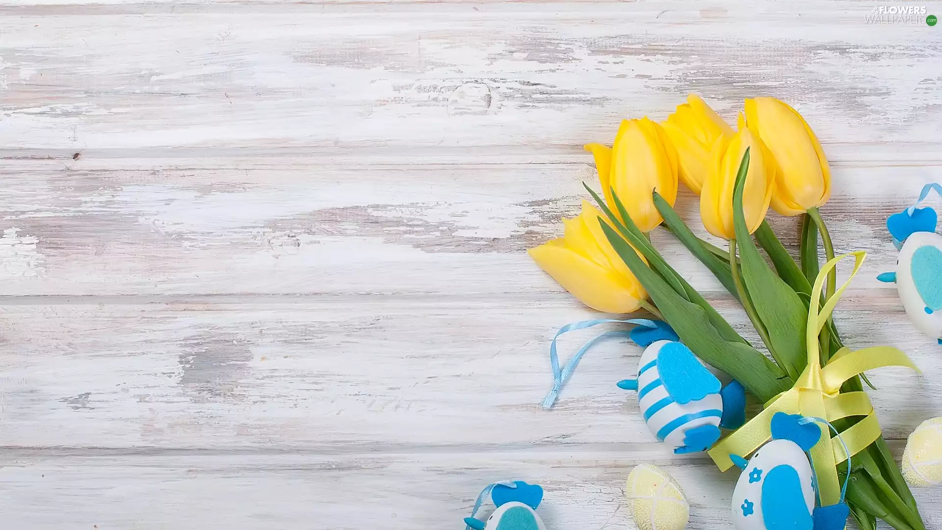 eggs, Yellow, boarding, Tulips, Colourfull Flowers, pendants, Easter