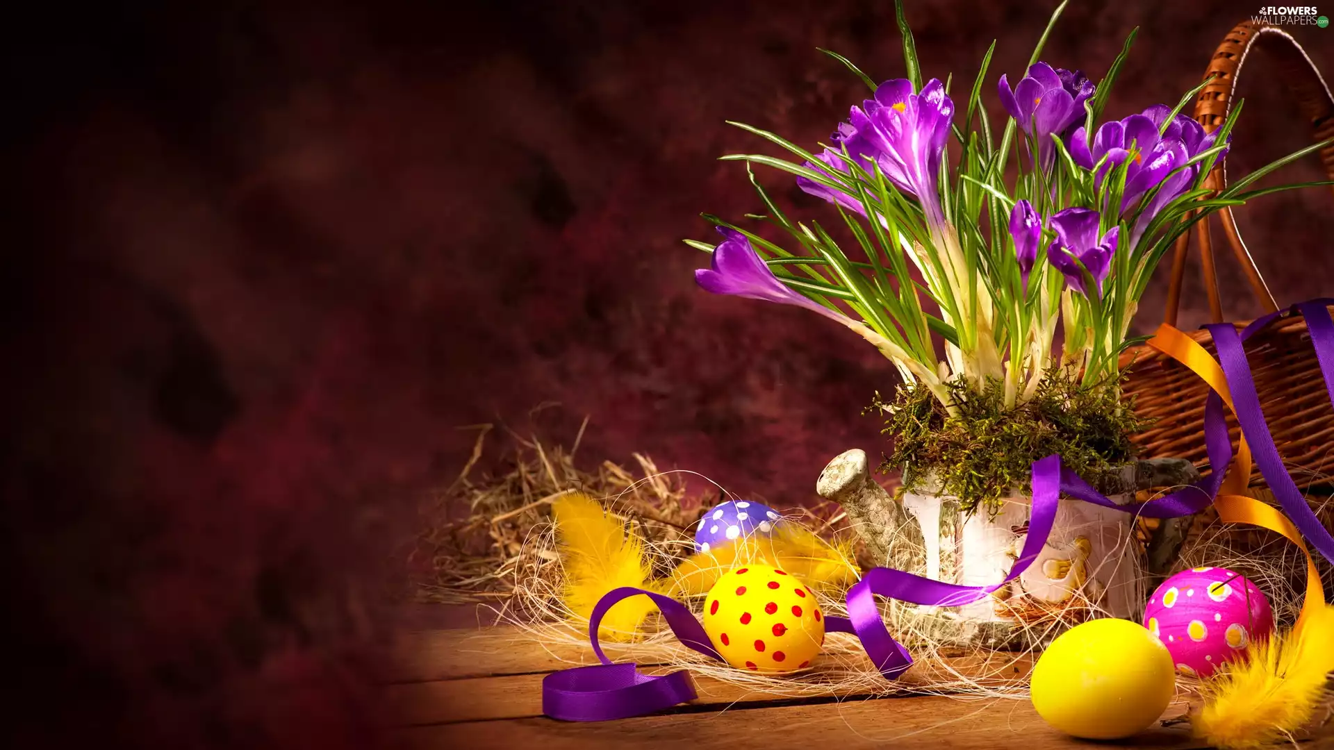 Easter, eggs, crocuses