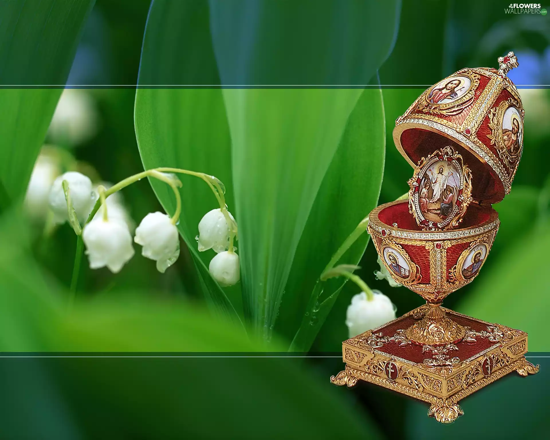 lilies, egg, Faberge, Easter