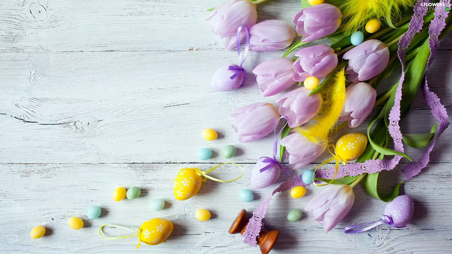 Tulips, composition, eggs, Flowers, Easter, eggs, boarding